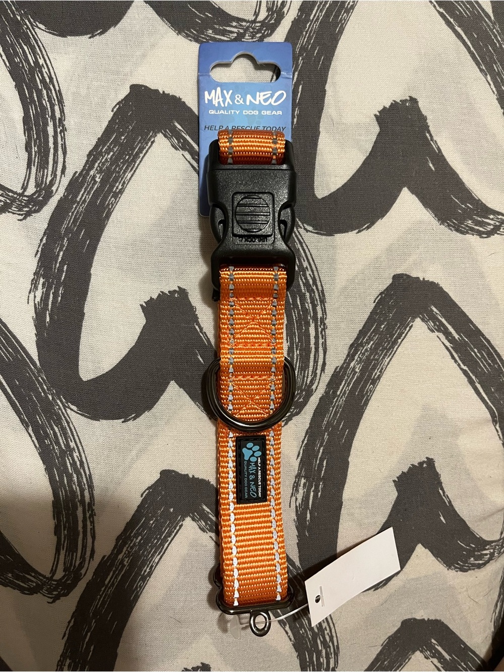 New Medium Orange reflective Dog Collar - Durable & adjustable. 14.5”-19.5”